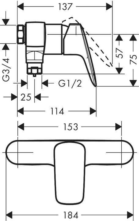 Immagine prodotto hansgrohe Miscelatore monocomando per doccia Logis a vista con rubinetto da 15,3 cm