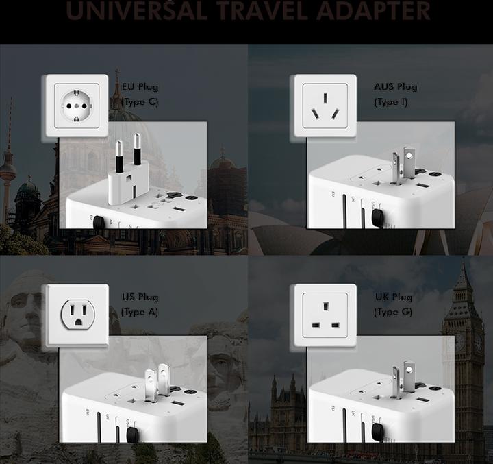 Produktbild LogiLink Universal-Reisenetzteil, 70 W (PD), 4x-Anschlüsse+Kabel, feuerfest, weiss