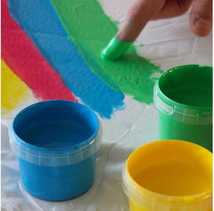 Image du produit Primo Peinture au doigt pour textile, 6 couleurs à 100 g (Multicolore, 600 ml)