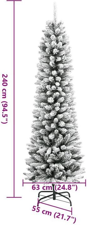 Produktbild VidaXL Künstlicher Weihnachtsbaum Schlank mit Schnee 240 cm PVC & PE (240 cm)