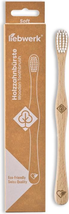Immagine prodotto Liebwerk Spazzolino da denti in legno Foglia morbida (Morbido, 1 x)