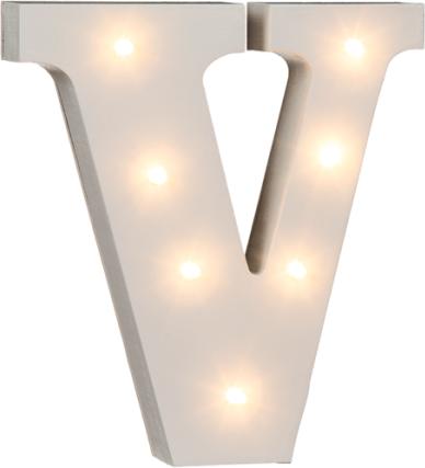 Image du produit Ootb Lettre V en bois illuminée, avec 7 LED, env. 16 cm