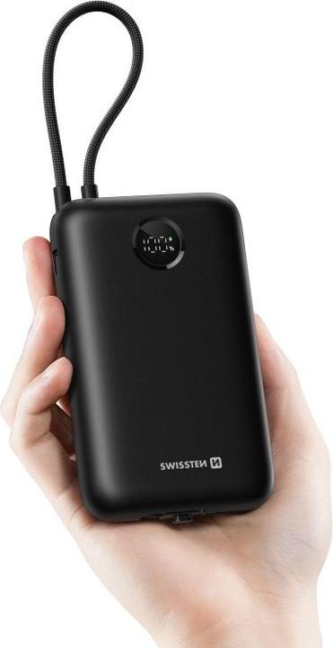Image du produit Swissten Power Bank Voltbox 35w 20000 Mah With Built-In Cables USB-C and Lightning Black (20000 mAh, 35 W, 35 Wh)