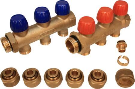 Image du produit Wavin Tigris Fordelerrørssaet 1" 3vejs Incl. 20x2,0 mm Pex koblingssaet