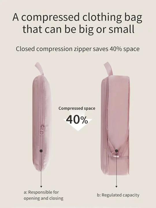 Produktbild Only-Bags.Store 2pcs Travel Compression Packing Cubes Bag Portable Koffer Kleidung Organizer Wasserdichtes Gepäck
