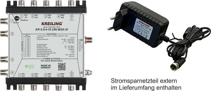 Immagine prodotto Kreiling KR 5-5-4-16UNIMSKIII Multiswitch unificabile 4 uscite 16 utenti (Multiinterruttori)