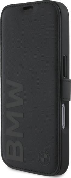 Actual product image BMW BMBKP16L23RMRLK iPhone 16 Pro 6.3" czarny/black bookcase Signature Leather Wordmark (Apple iPhone 16 Pro)