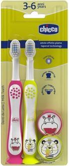 Image du produit Chicco Brosse à dents pour enfants 3-6 ans Hippo et Panda 2 pièces (2 x)