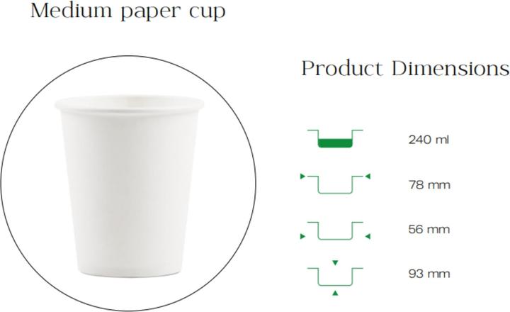 Actual product image TeCup Pappbecher, Trinkbecher, Heissgetränk, Kaffeebecher 8 oz (240 ml) (100 x)