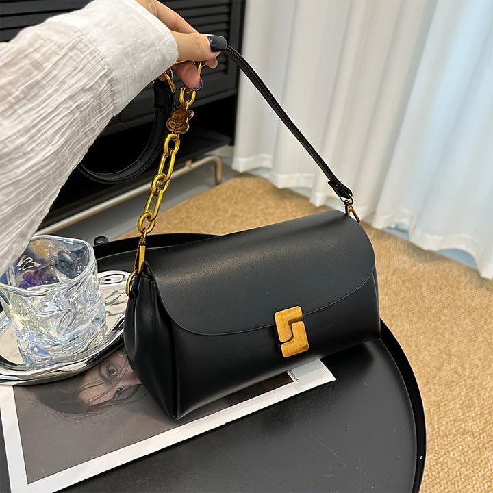 Produktbild Only-Bags.Store Elegante schwarze Kunstleder-Kreuztasche, einfarbig, verstellbarer Riemen, Reissverschluss