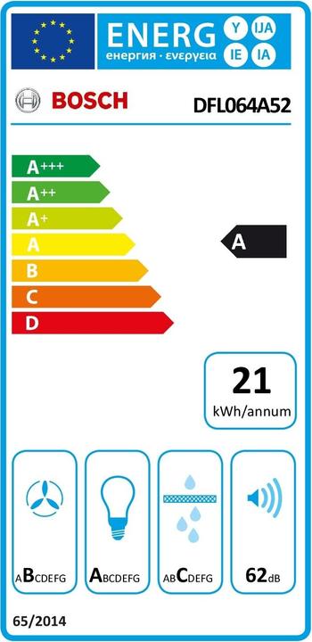 Label énergétique Bosch Hausgeräte DFL064A52 (Hotte à tiroir)