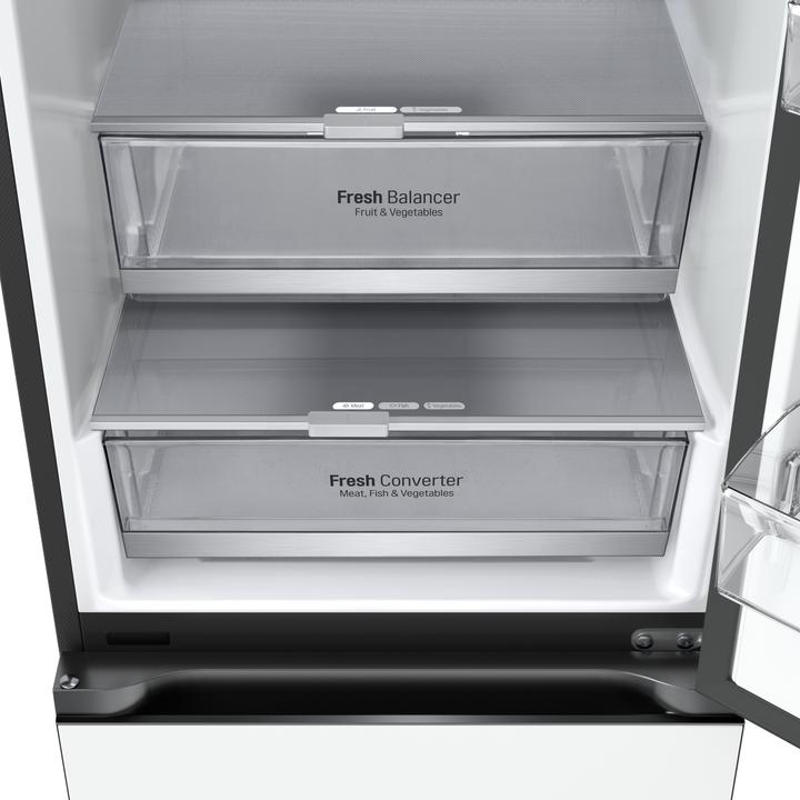 Immagine prodotto LG GBB72BM9DQ Frigorifero combinato, Classe D, 387L, Wi-Fi, Wine Rack, Vetro bianco satin (384 l)