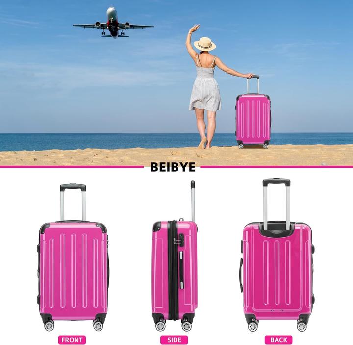 Produktbild Beibye Zwillingsrollen 2048 Hartschale Trolley, Pink, M (45 l, Handgepäck (bis 50l))