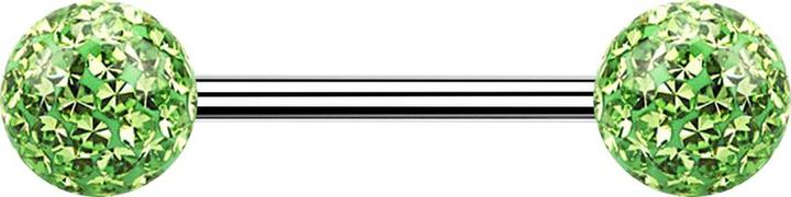Image du produit Star Piercing Micro Barbell argent avec deux boules vert clair couche protectrice d'époxy (Acier chirurgical 316L, sans laiton)