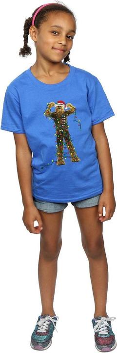 Actual product image Star Wars Girls Chewbacca Christmas Lights Cotton T-Shirt (116)