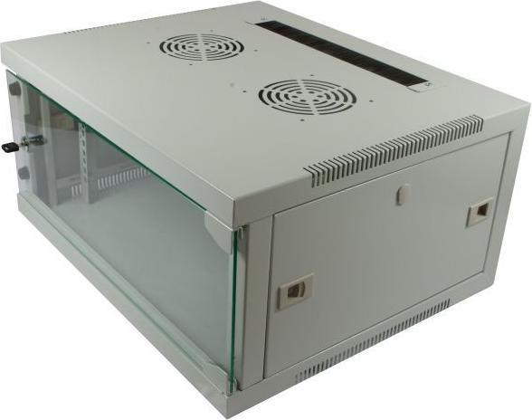 Produktbild Allnet 19 zollwandgehäuse 12he 1-teilig t445/b541mm lichtgrau smq-serie. (10.86 HE, 19 Zoll Rack)