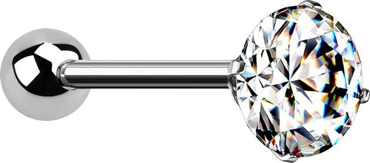 Actual product image Star Piercing Micro Threadless Barbell silver with ball and ball with crystal set in silver (without brass, Titanium G23)