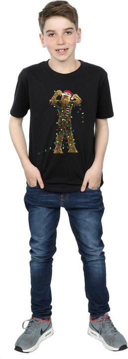 Actual product image Star Wars Boys Chewbacca Christmas Lights T-Shirt (140, 146)