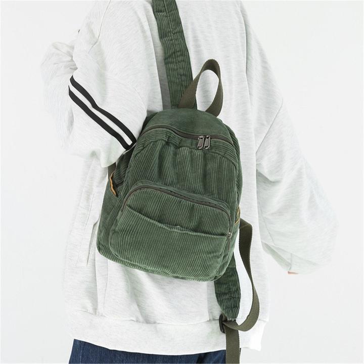 Image du produit Only-Bags.Store Sac à dos en velours côtelé,Sac à dos universitaire de lycée,Rétro simple