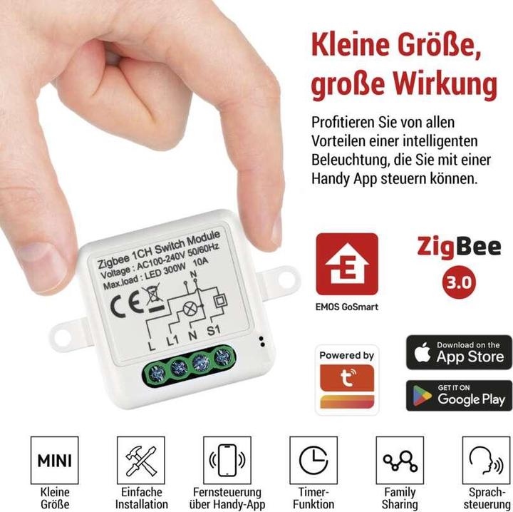 Energie-Label Emos GoSmart Schaltermodul IP-2101SZ, ZigBee, 1-Kanal (Schaltaktor)