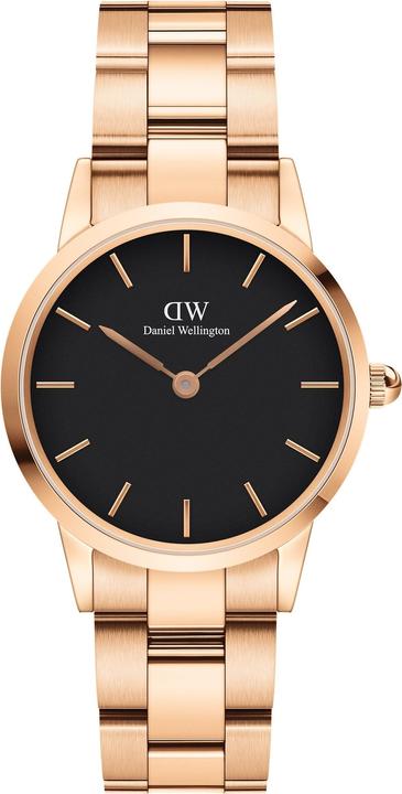 Daniel Wellington Iconic Link Oro Rosa Nero (28 mm) (Orologio da polso analogico, 28 mm)