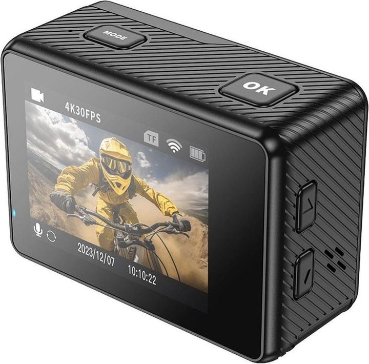 Actual product image Hoco Headphone with microphone sports camera with dual screen 1,3" + 2" 4K/30fps DV101 black
