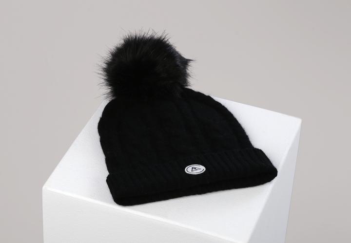 Produktbild Cash-Mere Kaschmir Mütze mit Zopfmuster und Bommel (One Size)