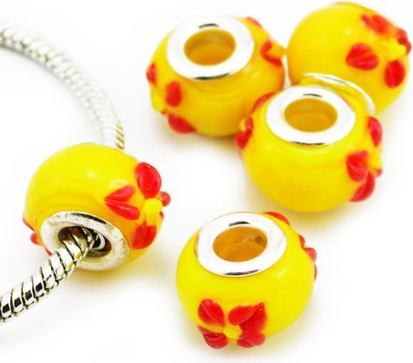 Actual product image Hermex Glass Bead silver plated 925 - Silvery Yellow (Silver 925, Glass)