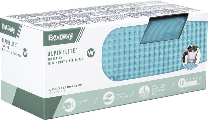 Actual product image Bestway AlpineLite™ inflatable single XL sleeping pad for mummy sleeping bags 183 x 63.5 x 7.5 cm