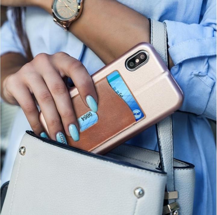 Productafbeelding Floveme Pasjeshouder leren hoesje zelfklevend voor smartphones (Universeel)