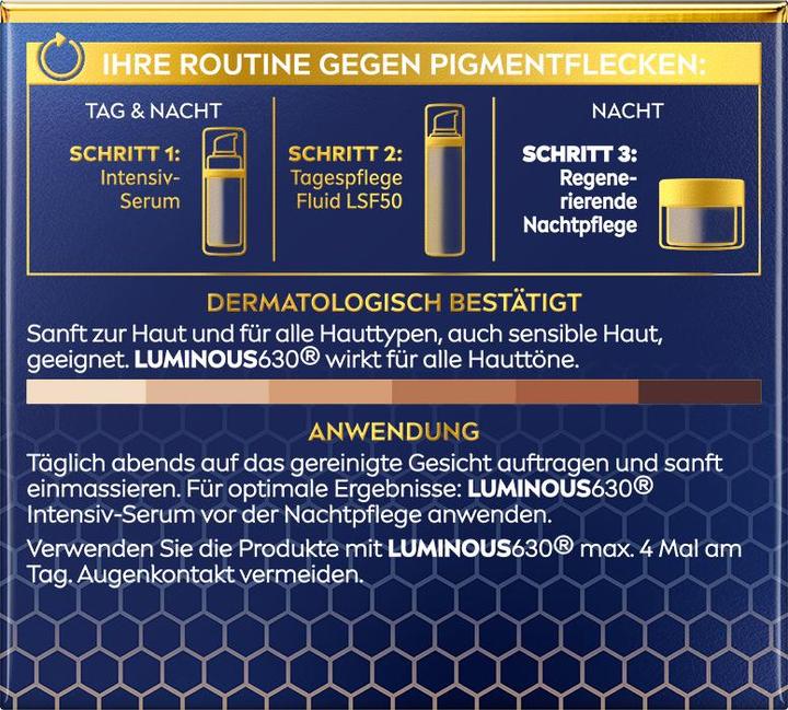 Produktbild NIVEA Cellular Luminous630 Anti-Pigmentflecken Nachtcreme (50 ml, 24h Creme)
