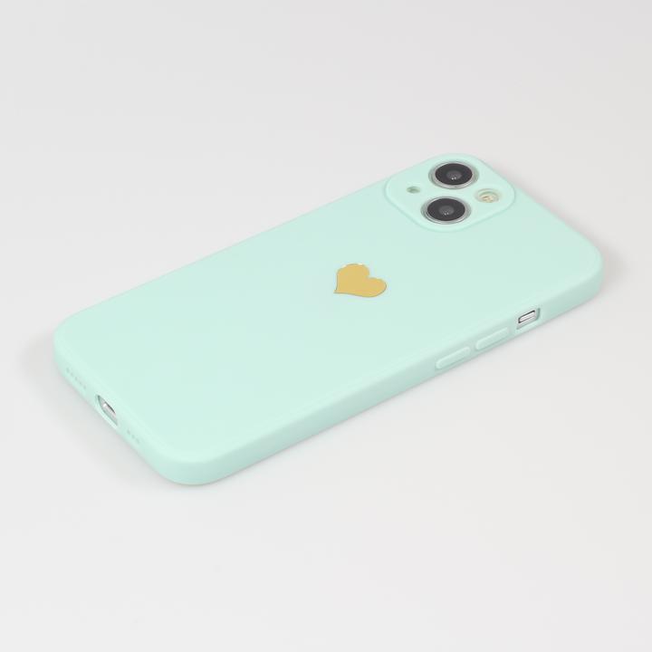 Actual product image PhoneLook Coque Silicone Mat Coeur doré Turquoise (Apple iPhone 15)