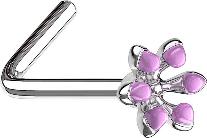 Immagine prodotto Star Piercing Nasenstecker gewinkelt silber emaille Blume violett (Acciaio chirurgico 316L, Ottone)