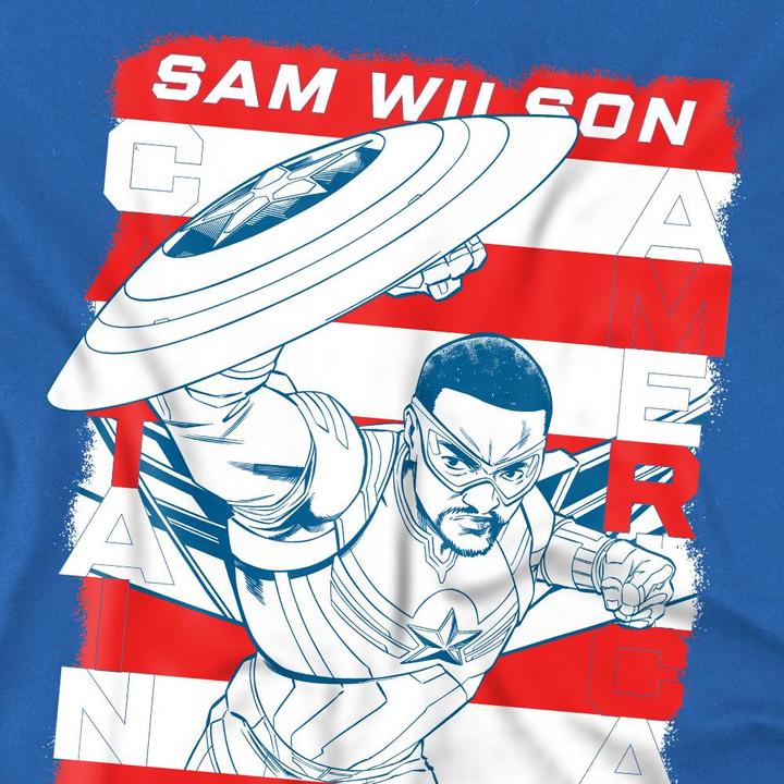 Actual product image Captain America Childrens/Kids Sam Wilson American Flag T-Shirt (140, 146)