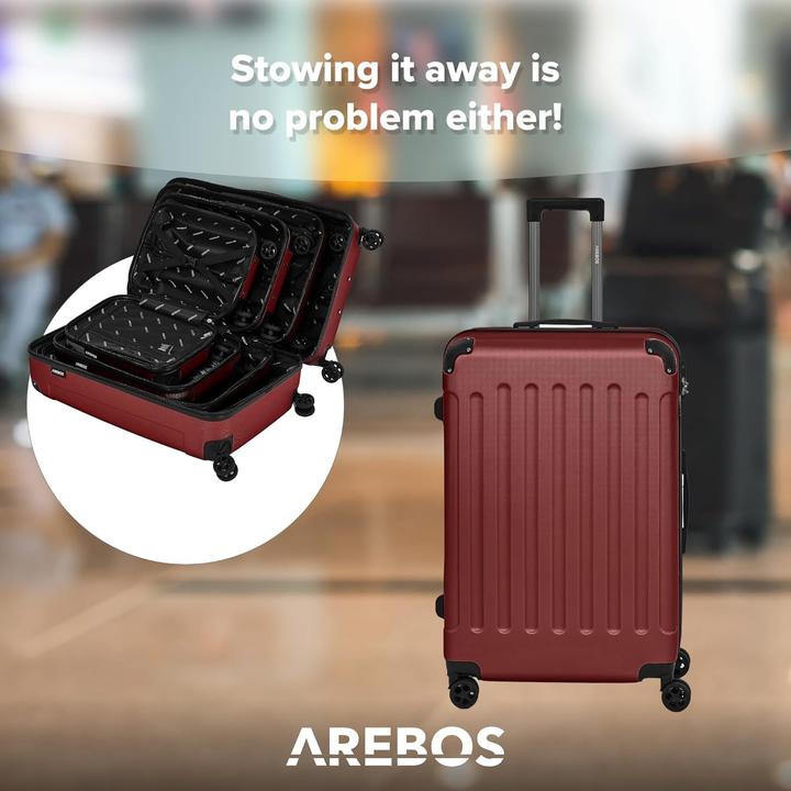 Immagine prodotto Arebos Valigia (94 l, Bagaglio a mano (fino a 50 litri), M (50 - 90l), L (90 - 115l), XL (da 115l))