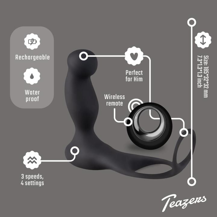 Produktbild Teazers Penis & Hodenring mit Prostatavibrator (3 cm)