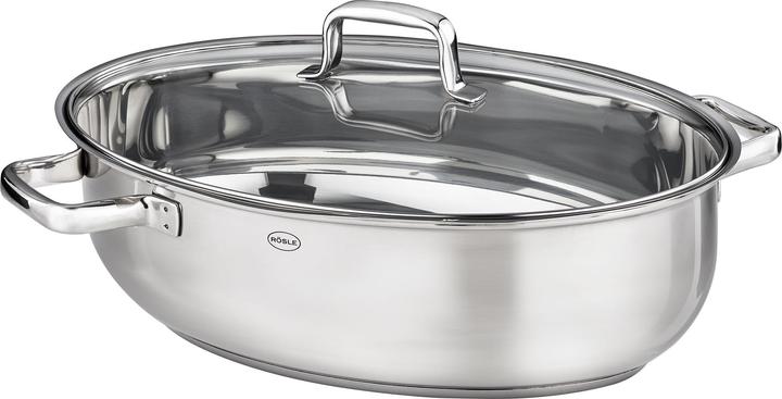Produktbild Rösle Bräter oval MOMENTS mit Glasdeckel,Edelstahl (Bräter + Schmortopf, Edelstahl)