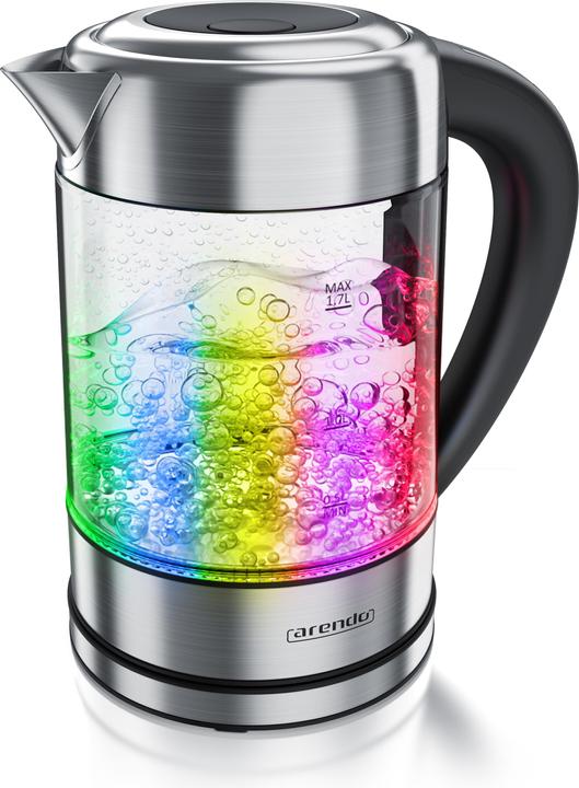 Immagine prodotto Arendo Bollitore da 1,7 l, 2200 W, acciaio inox con corpo in vetro, selezione della temperatura 40°C - (1.70 l)