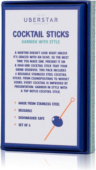 Image du produit Uberstar Lot de 6 bâtonnets mélangeurs pour cocktails Or (Fouet à cocktail)