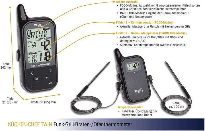 Produktbild TFA Digitales Grill-Bratenthermometer