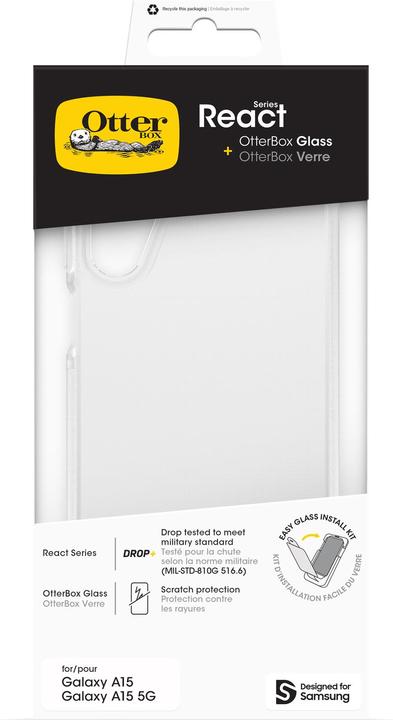 Immagine prodotto OtterBox React + Glass Bundle - Kit (Samsung Galaxy A15, Samsung Galaxy A15 5G)