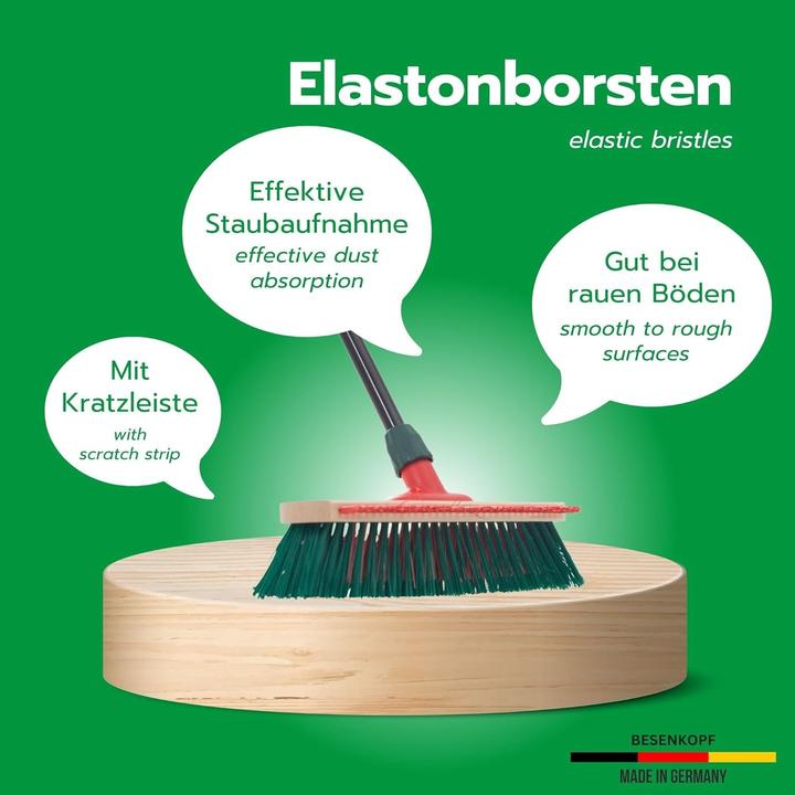 Immagine prodotto Novaliv Gartenbesen mit Stiel und Kratzleiste 40 cm Elaston Borsten Besen draussen Strassenbesen mit S (1 pz.)