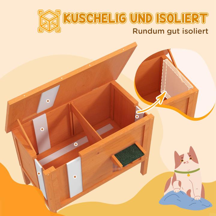 Image du produit PawHut Niche pour chat avec toit et chatière (Chatière manuelle)