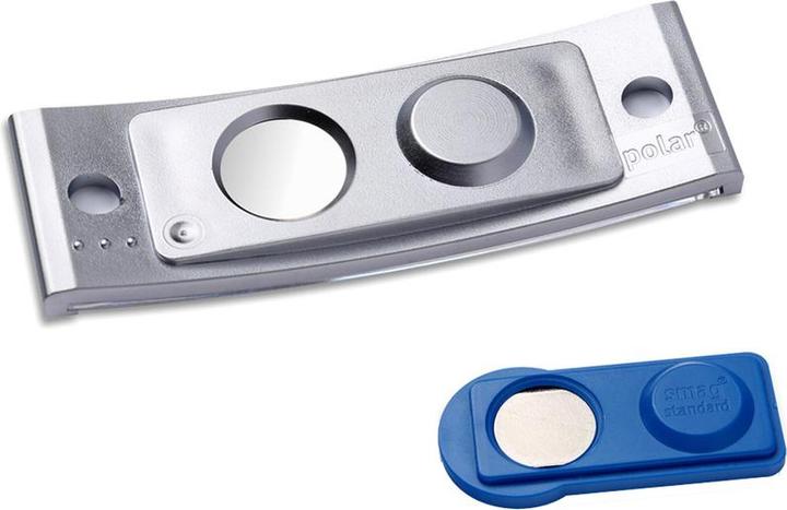Actual product image Badgepoint POL20MA66-5DR Name badges, 64 x 22 mm, metal-coloured