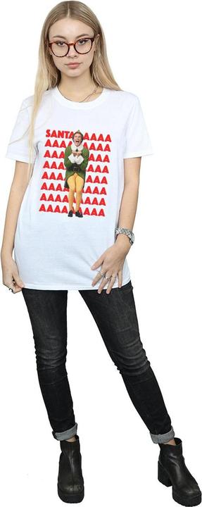Actual product image Elf Womens/Ladies Buddy Santa Scream Cotton Boyfriend T-Shirt (3XL)