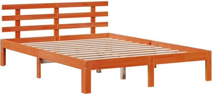 Produktbild VidaXL Massivholzbett Holzbett Bett mit Regal ohne Matratze Wachsbraun 120x200cm (120 x 200 cm)