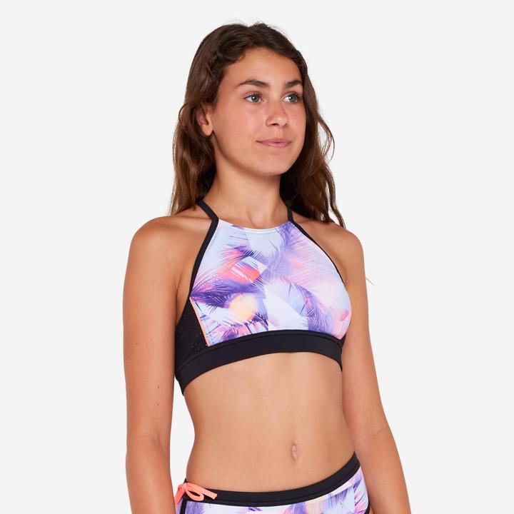 Image du produit Olaian Haut de maillot de bain surf brassière fille - 900 Baha posy rose (8, 9, 10)