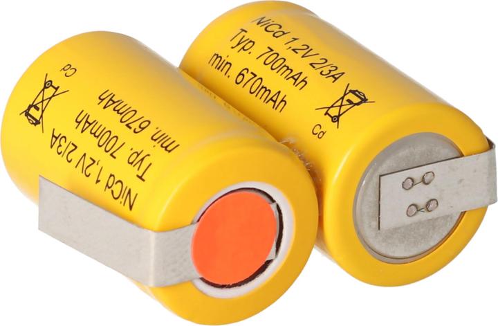 Produktbild AccuCell Akku 2/KR-600AE 2/3 A Cadnica mit Lötfahne U-Form (1 Stk., 600 mAh, Ladegerät ohne Akku)