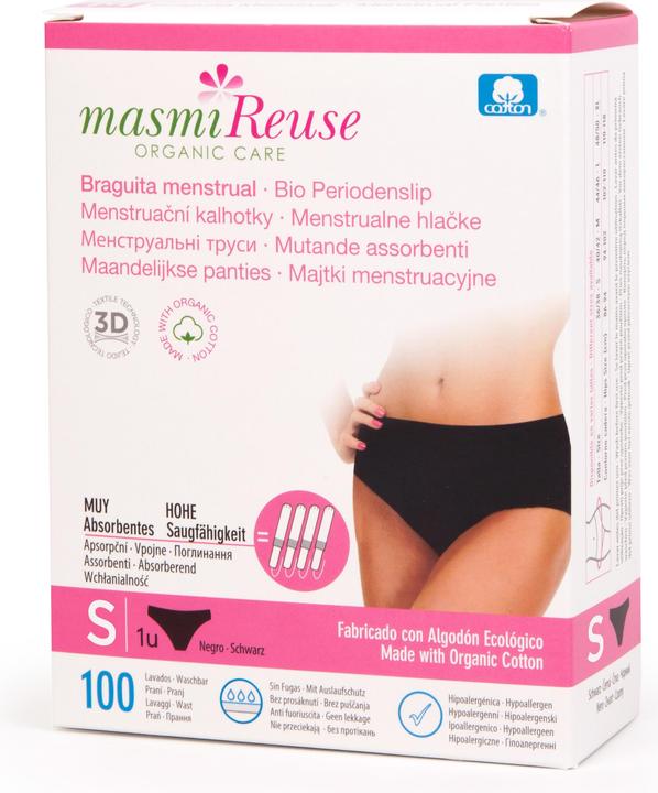 Masmi Slip périodiques bio taille S - Noir - Reuse (S)