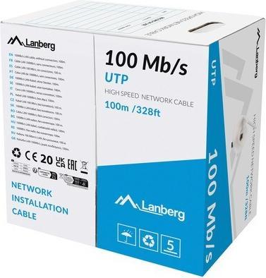 Image du produit Lanberg LAN-Kabel UTP 100MB/S CCA Draht 100M grau (100 m)
